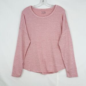 Time & Tru Top Womens Size XL Pink Knit Round Neck Round Hem Long Sleeve
